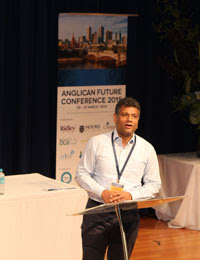 Kanishka Raffel leading Bible studies at the Anglican Future Conference in Melbourne last March