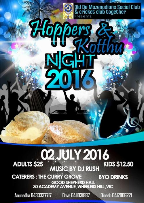 Hoppers and Kottu Night 2016