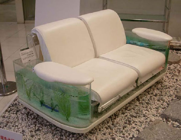 21. A Sofa with Fish Tanks built into both sides 