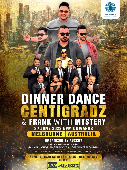 Dinner Dance CENTIGRADZ & FRANK with MYSTERY - Sat 3 Jun 2023 6:00 PM - 11:00 PM ( Melbourne Event )