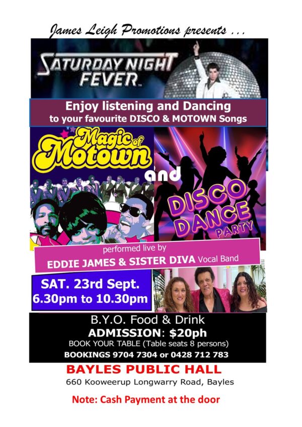 Saturday Night Fever - 23rd September 2023 - 6.30 pm To 10.30 pm ( Melbourne Event )