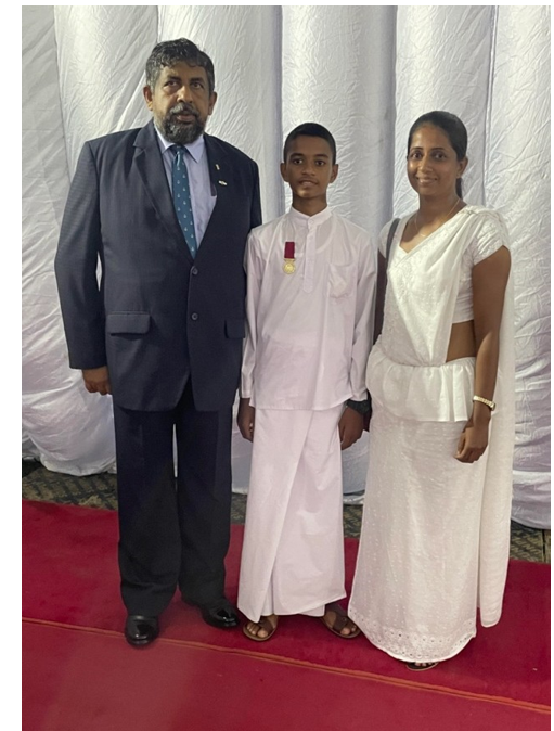 Anuhas with his mother and writer during this Year National War Heroes Day at National War Memorial on 19th May 2023 at Battaramulla