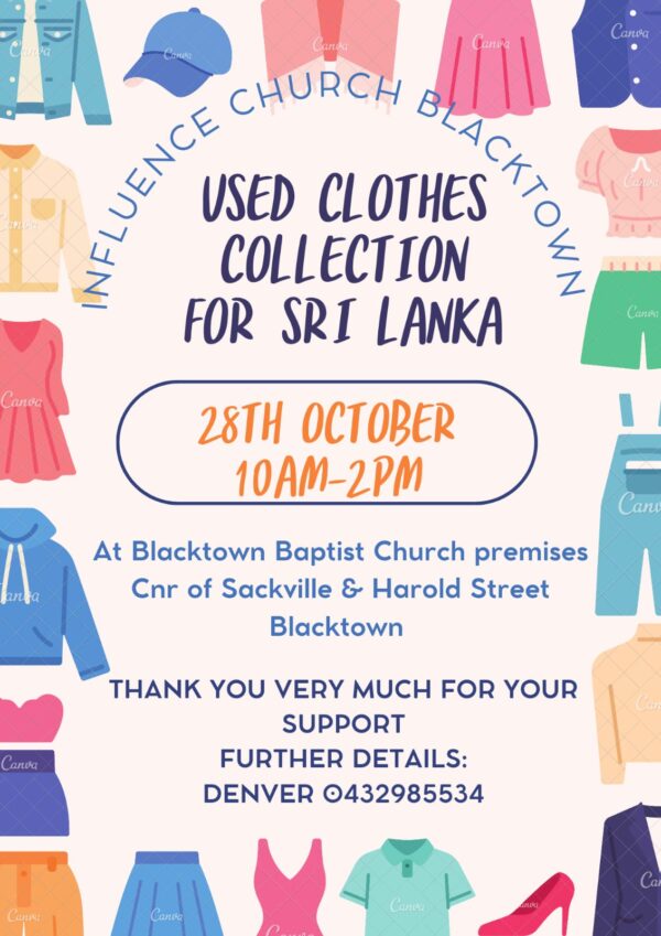 Used Clothes Collection For Sri Lanka - 28th October 2023 -10.00 AM To 2.00 PM ( Sydney Event ) - eLanka