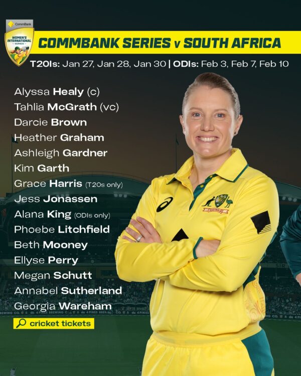 Australian women's T20I and ODI squads announced for CommBank International series; Governor-General's XI confirmed (2)