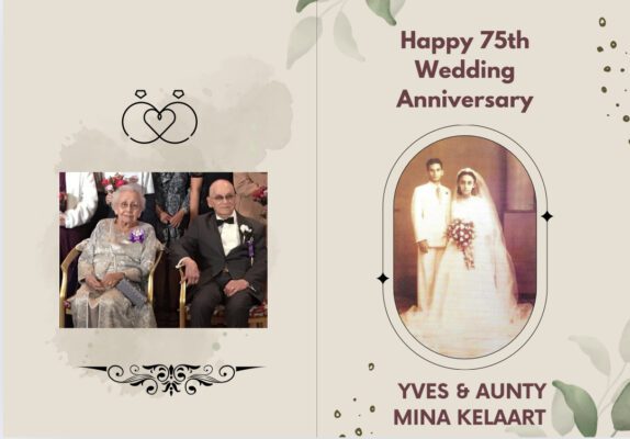 Happy 75th Wedding Anniversary Yves Aunty Mina Kelaart