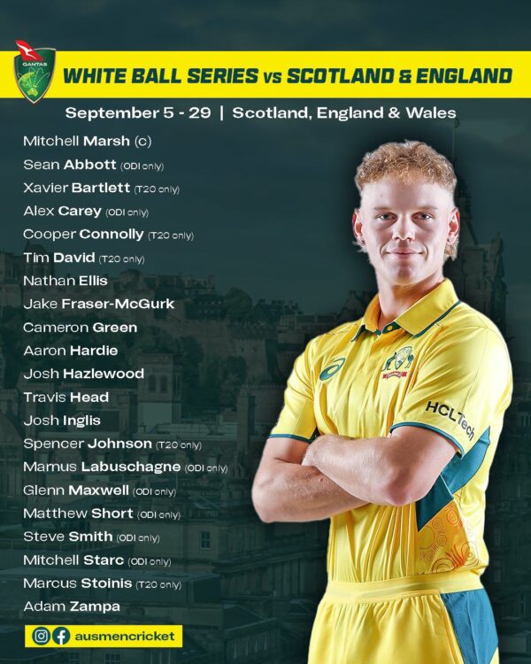 Australia men's squads for UK Tour
